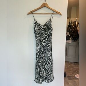 Ralph Lauren Zebra Vintage Flowy Strappy Dress Black and Tan Stripe Y2K